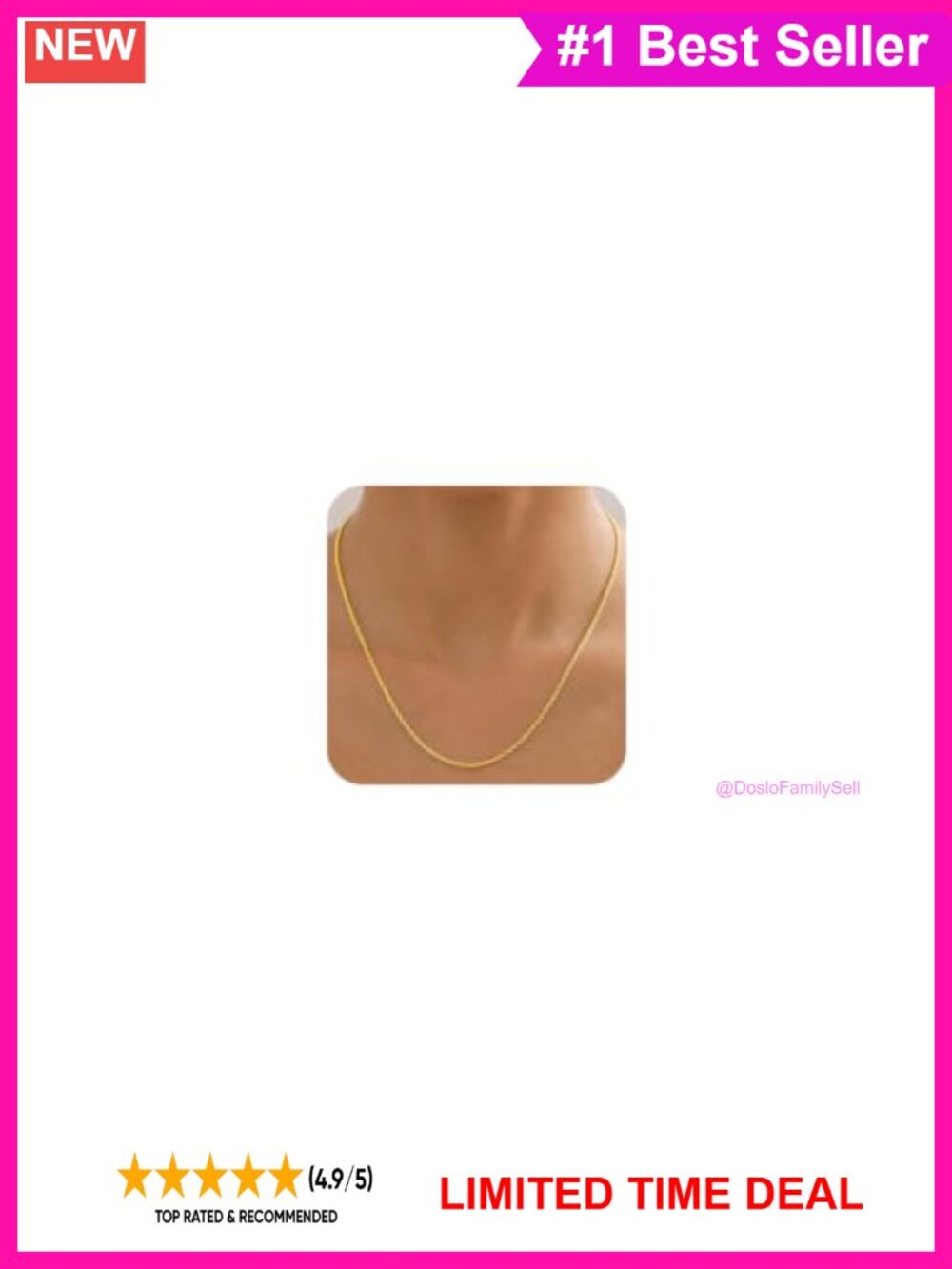 18K Gold Plated 925 Sterling Silver Rope Chain Necklace Adjustable